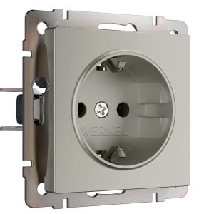 Розетка с заземлением и шторками (дымчатый) W1271104/ a069463