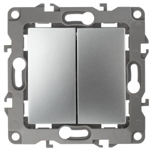 Выключатель двухклавишный ЭРА 12 10AX 250V 12-1004-03 Б0014653