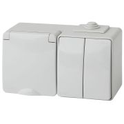 Блок розетка-выключатель двухклавишный ЭРА Эксперт IP65 16A 250V 11-7602-03 Б0035994