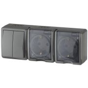 Блок розетки-выключатель двухклавишный ЭРА Эксперт IP54 16A 250V 11-7404-03 Б0027676
