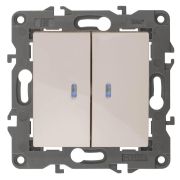 Выключатель двухклавишный с подсветкой ЭРА Elegance 10AX 250V 14-1105-02 Б0034238